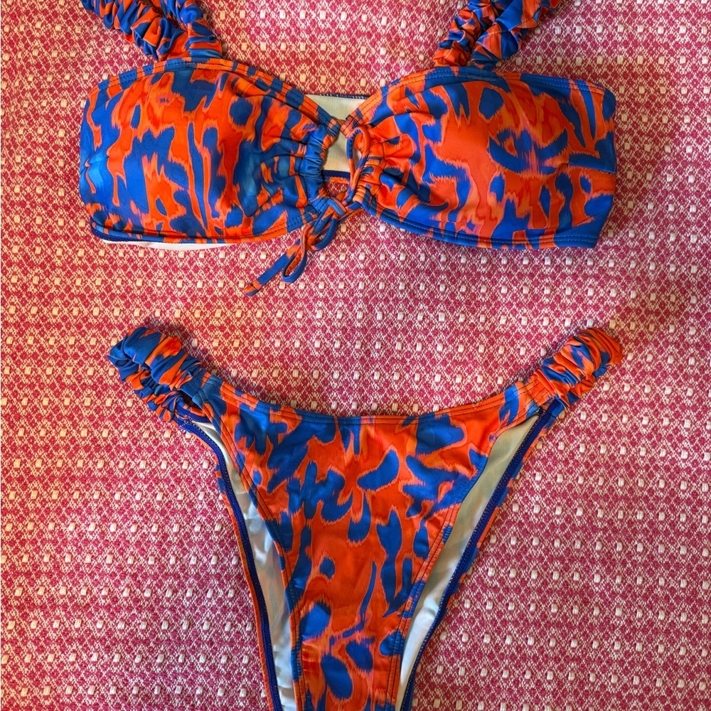 Stylish Woman’s  Bikini Set - Orange and Blue